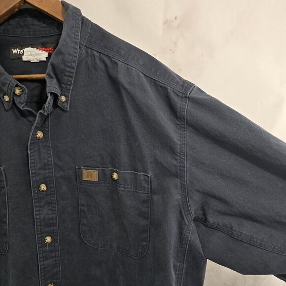 Wrangler Shirt Mens XXL Black Riggs Workwear Brushpopper Button Down Thick - Picture 9 of 10